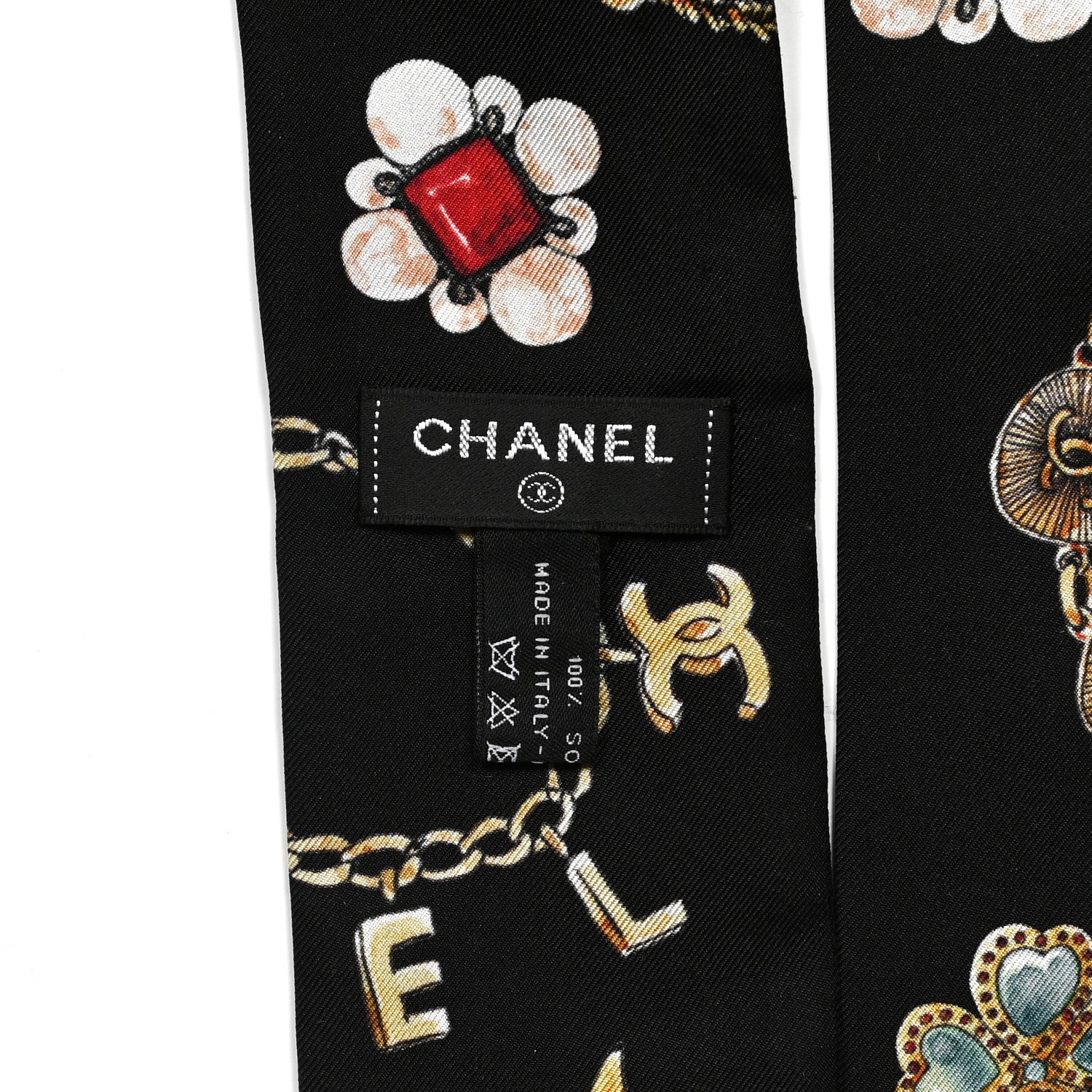 Chanel Silk CC Charms Slim Bandeau Scarf Black 3 of 3