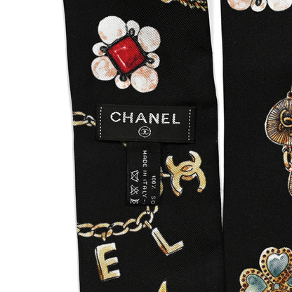 Chanel Silk CC Charms Slim Bandeau Scarf Black 3 of 3