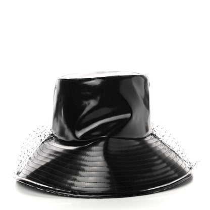Christian Dior Patent Teddy-D Bob Bucket Hat with Veil 56 Black 6 of 8