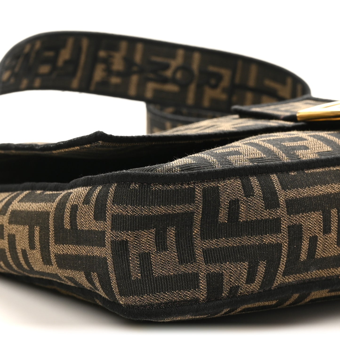 Fabric Jacquard FF 1974 Large Baguette Tobacco Moro Black