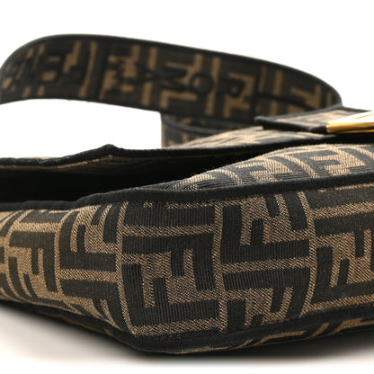 Fendi Fabric Jacquard FF 1974 Large Baguette Tobacco Moro Black 8 of 9
