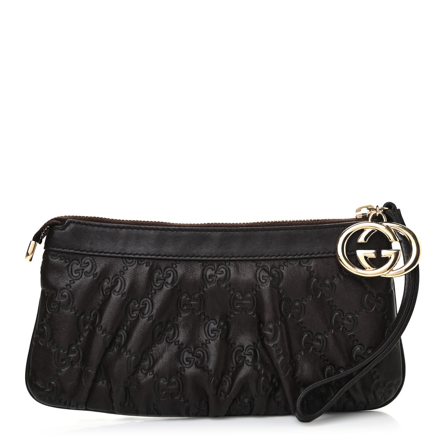 Guccissima Signature New Britt Wristlet Chocolate