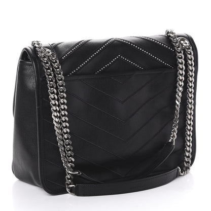 Saint Laurent Lambskin Matelasse Monogram Microstud Medium Niki Chain Satchel Black 3 of 9
