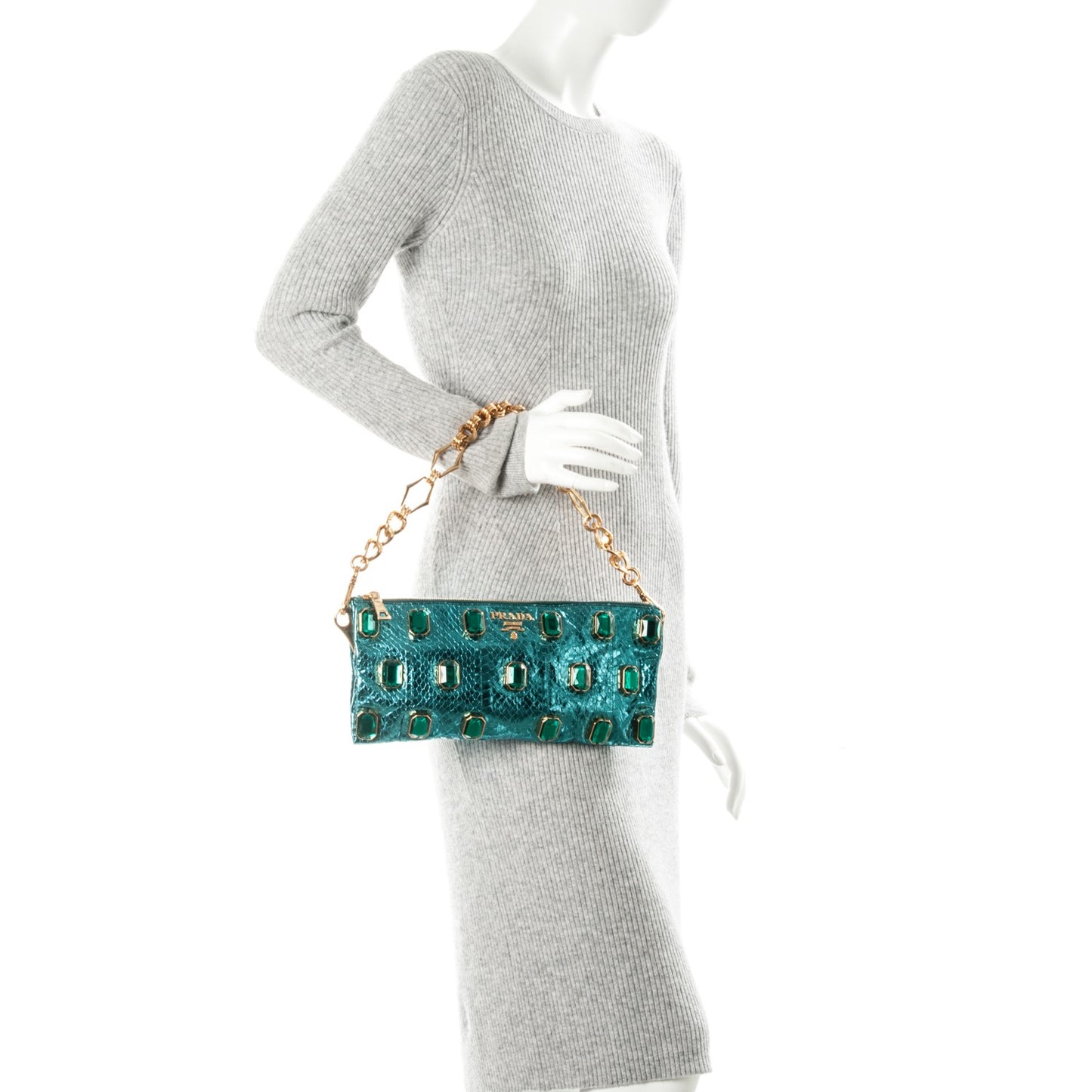 Whipsnake Pietre Jeweled Evening Bag Turchese
