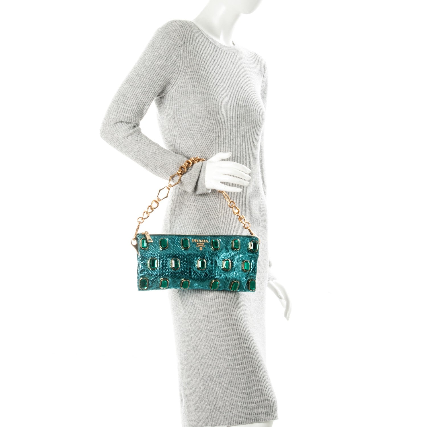 Prada Whipsnake Pietre Jeweled Evening Bag Turchese 2 of 8
