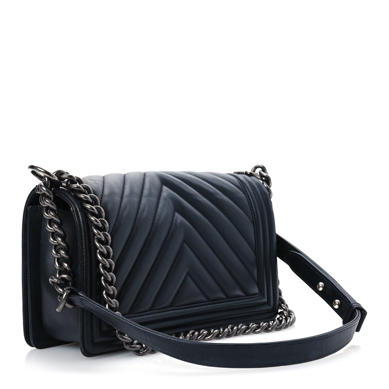 Chanel Calfskin Chevron Quilted Medium Boy Flap Black 3 of 15