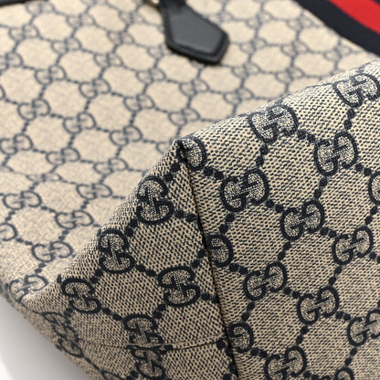 Gucci GG Supreme Monogram Textured Calfskin Web Medium Ophidia Shopping Tote Beige Blue 9 of 13