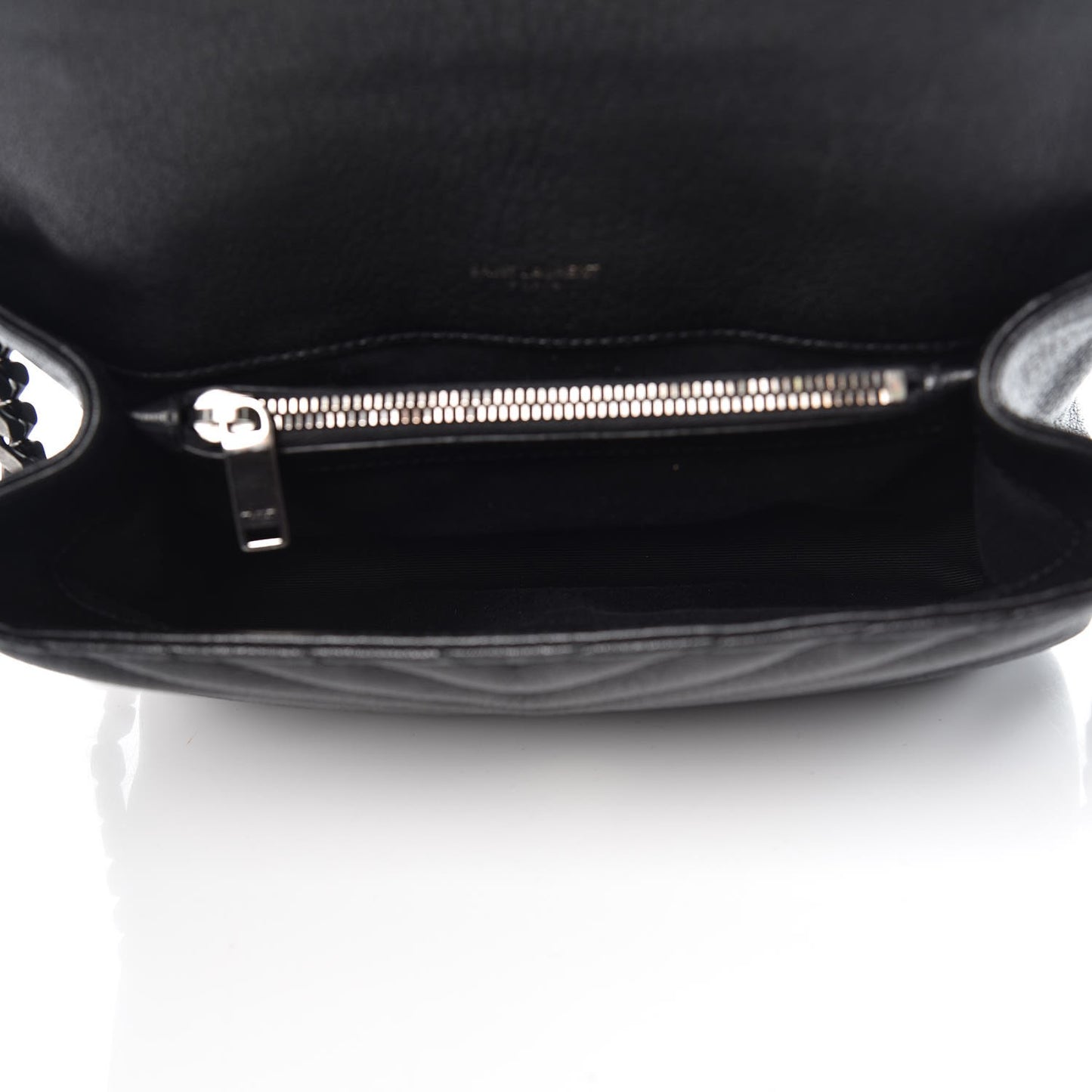 Sheepskin Matelasse Chevron Monogram Medium College Bag Black