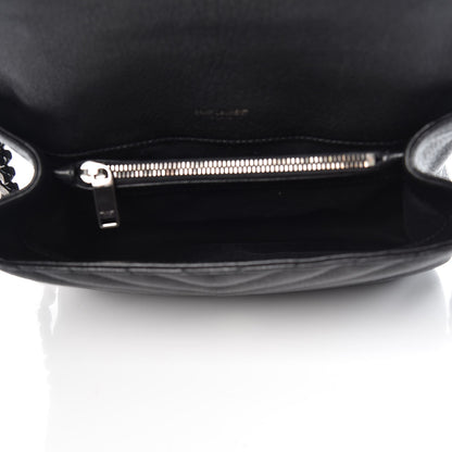 Saint Laurent Sheepskin Matelasse Chevron Monogram Medium College Bag Black 5 of 10