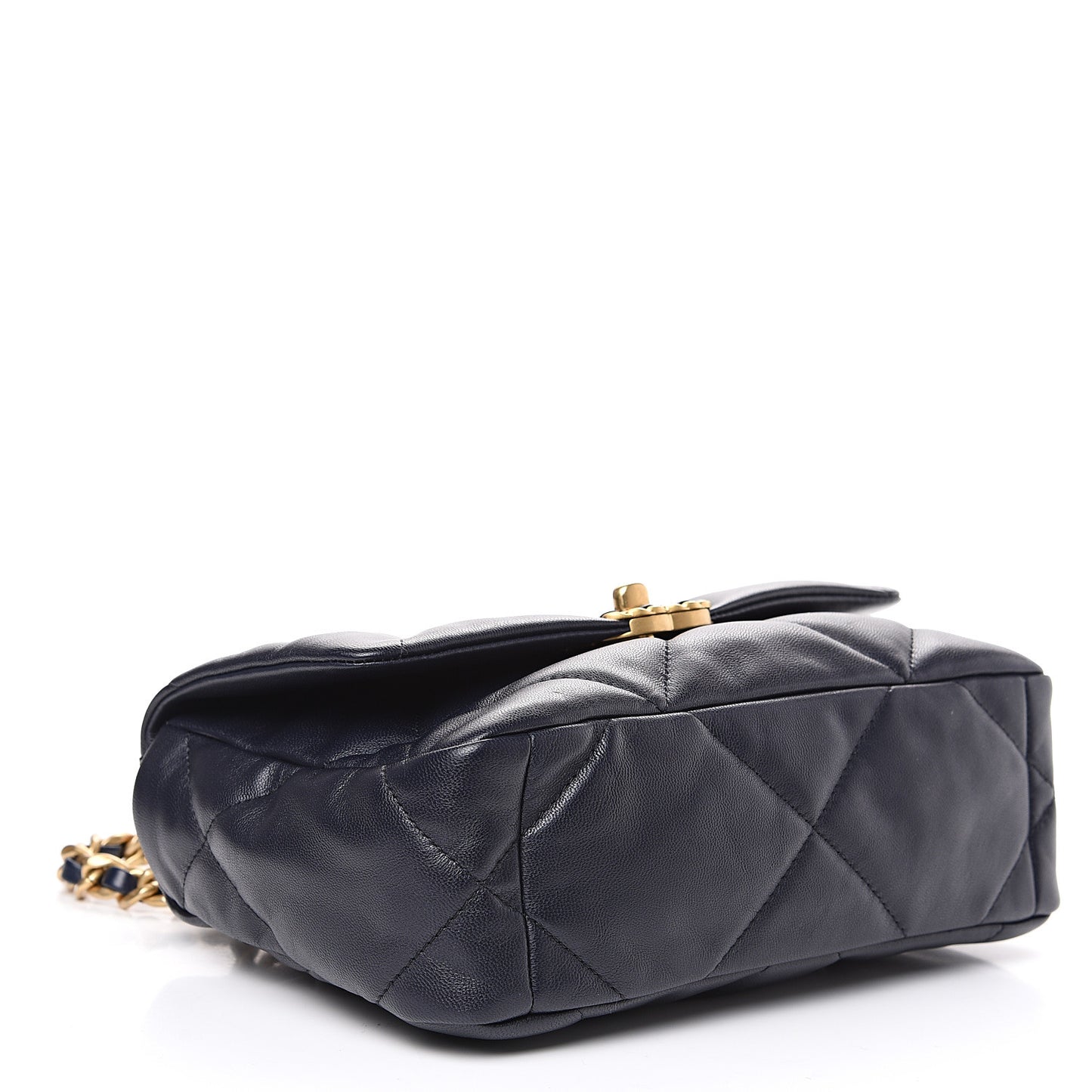 Goatskin Quilted Medium 19 Flap Navy Blue