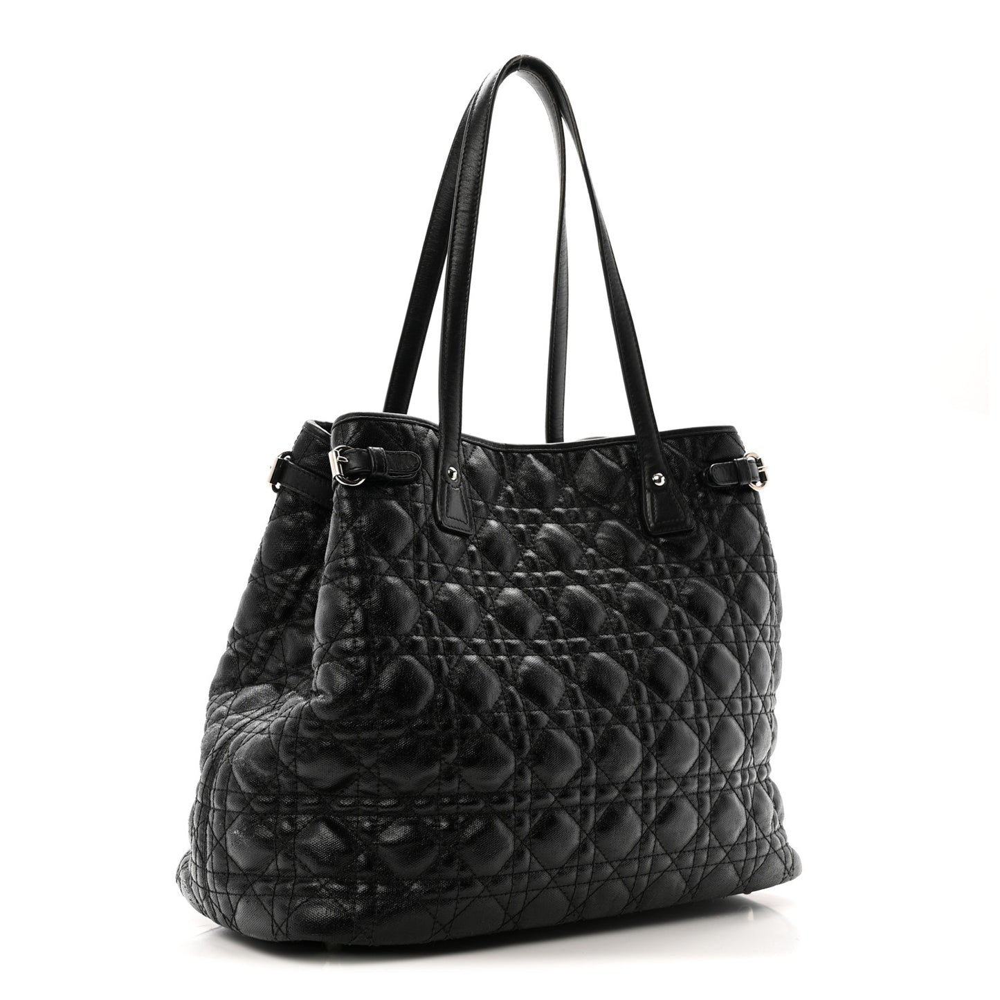 Coated Canvas Cannage Medium Panarea Tote Black