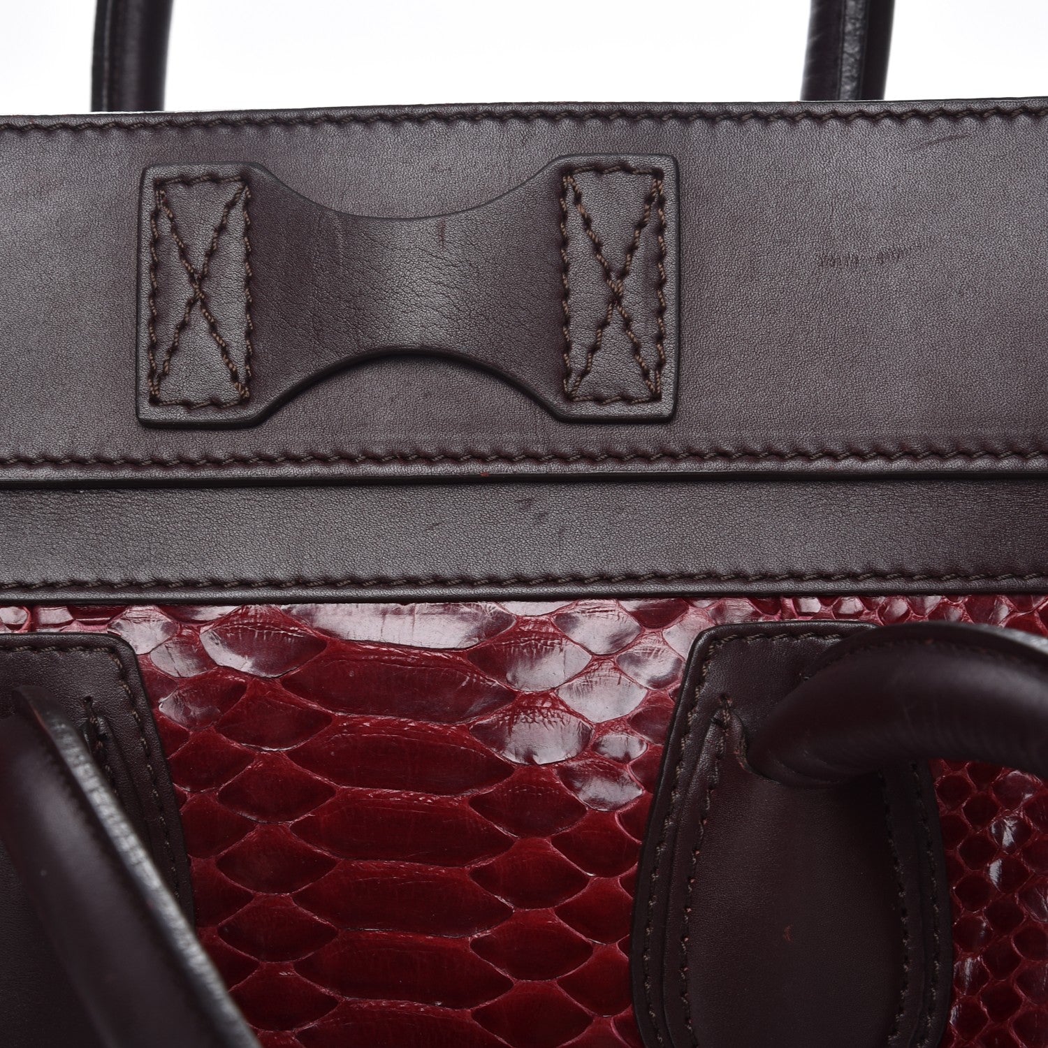 Celine Python Smooth Calfskin Mini Luggage Burgundy 10 of 16