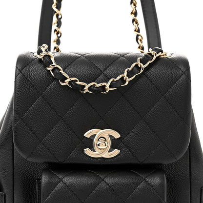Chanel Shiny Caviar Quilted Small Pockets Drawstring Backpack Black 8 of 10