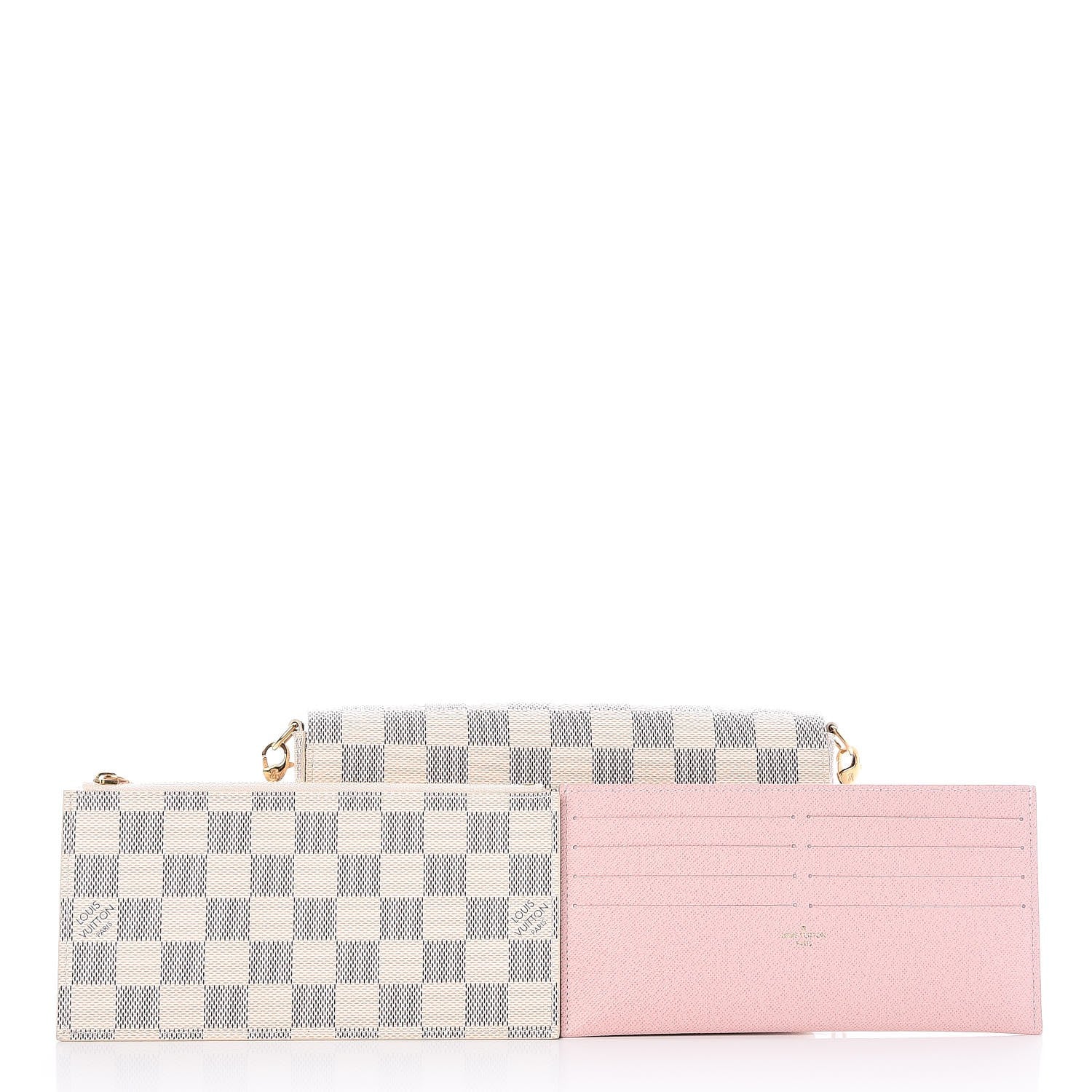 Louis Vuitton Damier Azur Pochette Felicie Chain Wallet Rose Ballerine 6 of 10