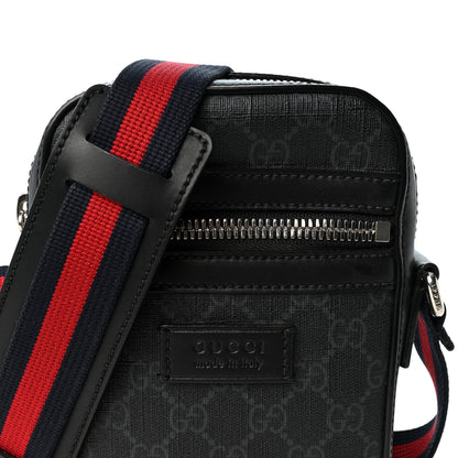 Gucci GG Supreme Monogram Appia Calfskin Web Small Camera Messenger Bag Black Grey 8 of 10