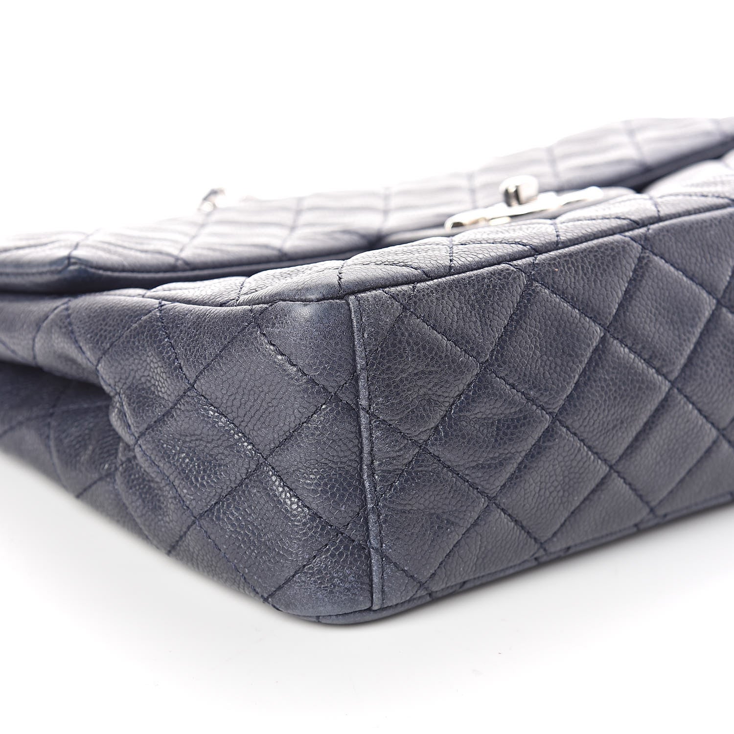 Chanel Washed Caviar Quilted Maxi Single Flap Blue 8 of 11