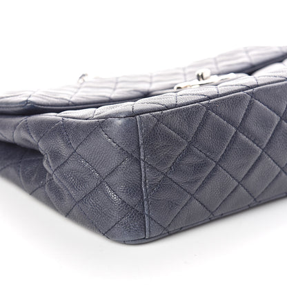 Chanel Washed Caviar Quilted Maxi Single Flap Blue 8 of 11