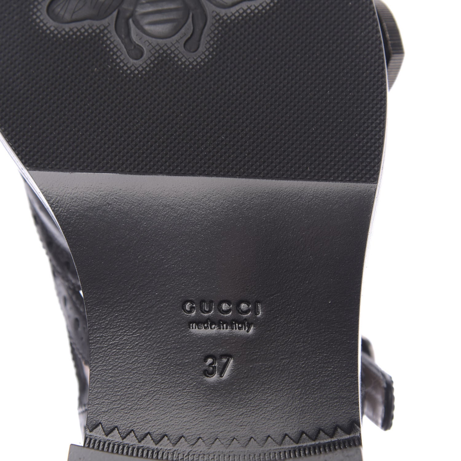 Gucci Calfskin Bee Embroidered Womens Queercore Brogue Wingtip Monk Strap Loafers 37 Black 8 of 10