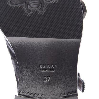 Gucci Calfskin Bee Embroidered Womens Queercore Brogue Wingtip Monk Strap Loafers 37 Black 8 of 10