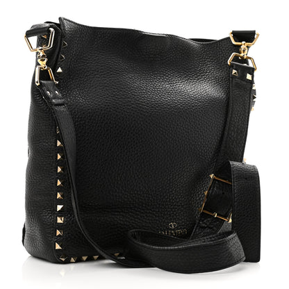 Valentino Garavani Pebbled Calfskin Large Rockstud Flip-Lock Messenger Bag Black 3 of 11