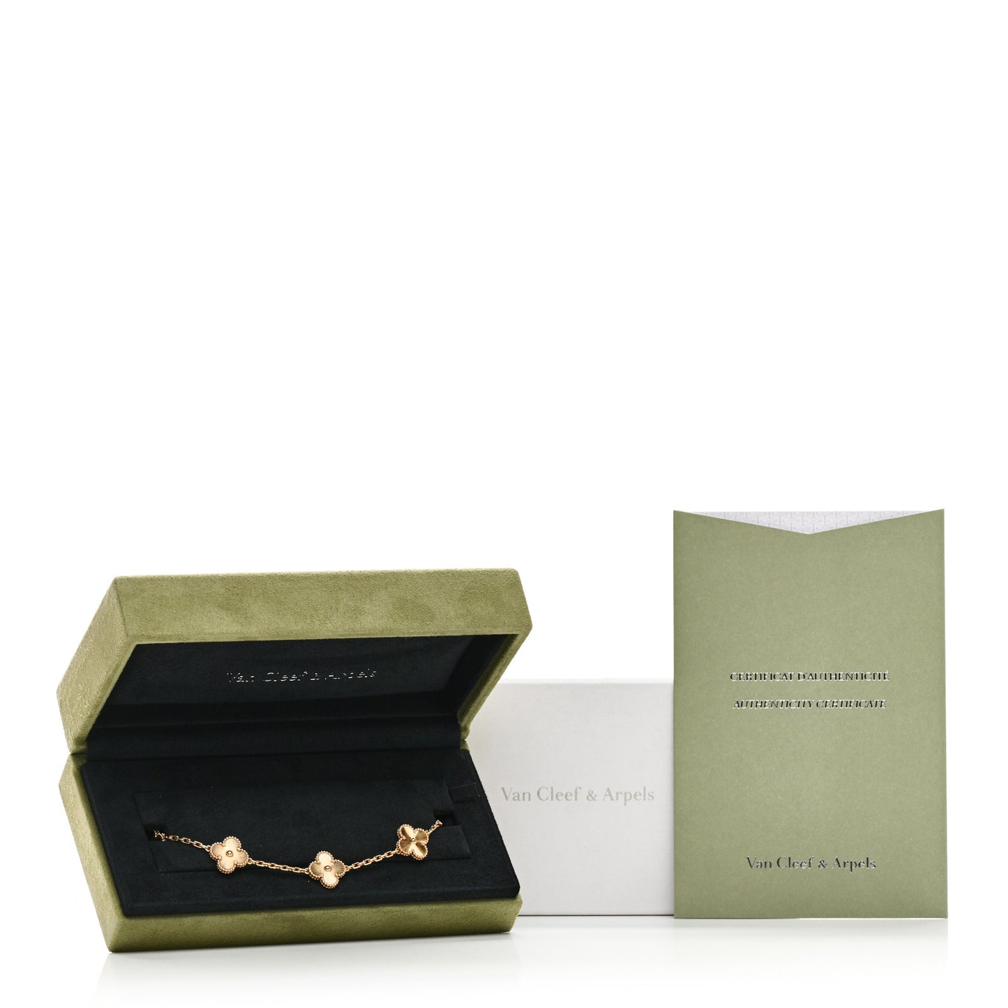 18K Yellow Gold 5 Motifs Guilloche Vintage Alhambra Bracelet