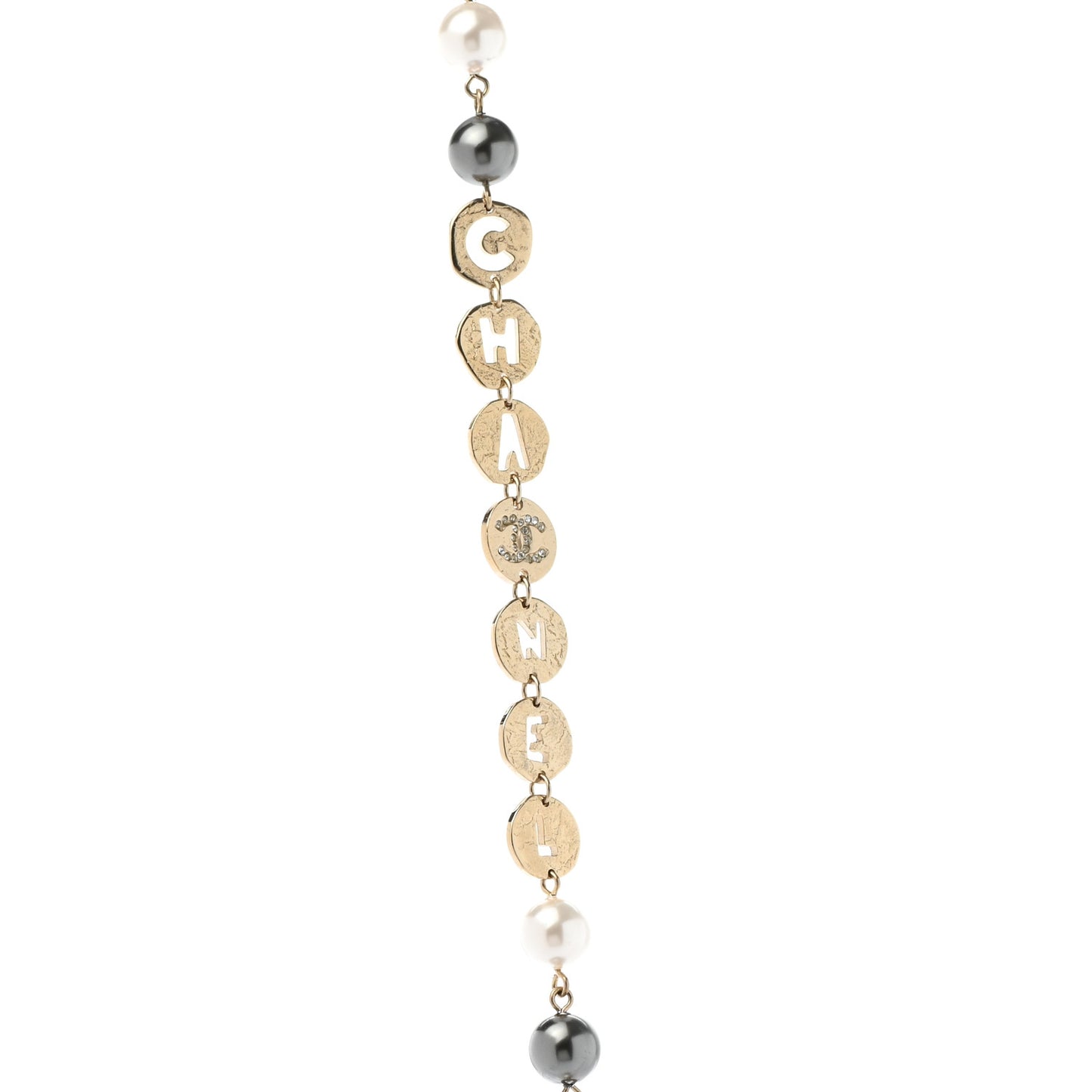 Pearl Papyrus Long Necklace Gold Pearly White Grey