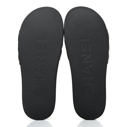 Chanel Lambskin Quilted CC Mules Sandals 38 Black 5 of 8