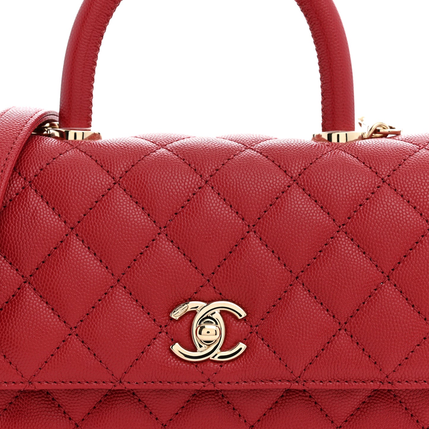 Caviar Quilted Mini Coco Handle Flap Red
