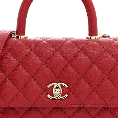 Chanel Caviar Quilted Mini Coco Handle Flap Red 8 of 10