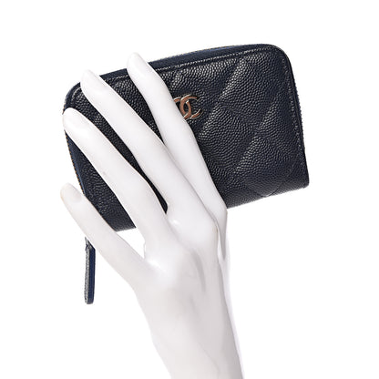 Chanel Caviar Quilted Zip Coin Purse Navy 2 of 8