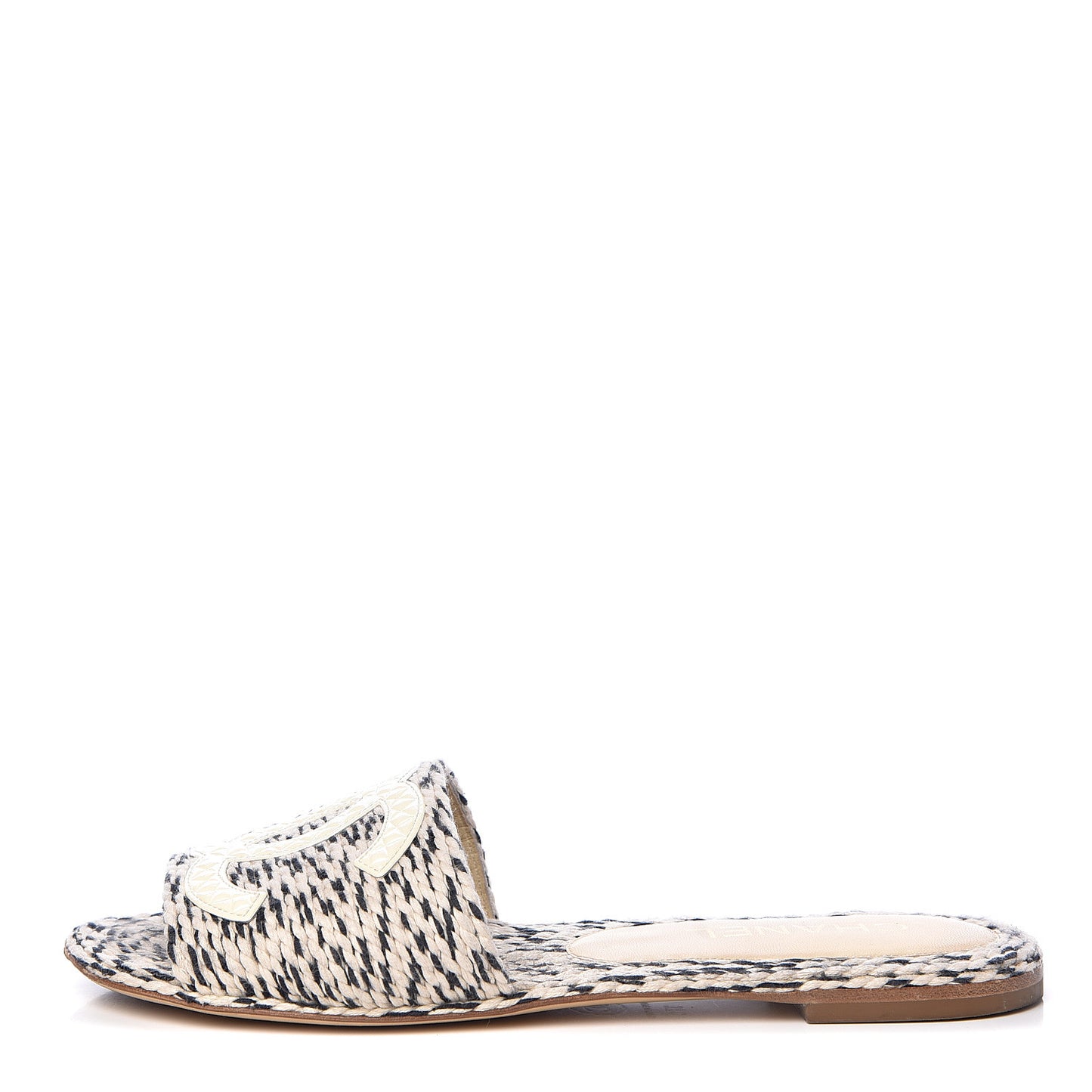 Cord CC Slip On Sandals 37 Beige Black