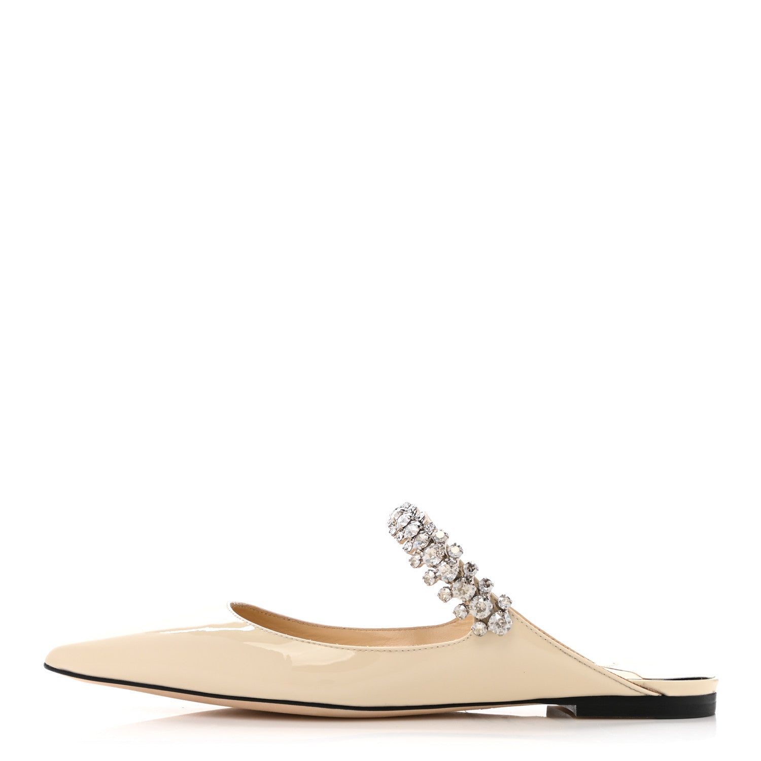 Jimmy Choo Patent Crystal Bing Mule Flats 35 Linen 1 of 7