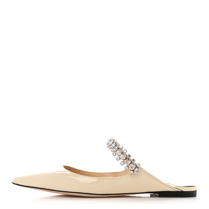 Jimmy Choo Patent Crystal Bing Mule Flats 35 Linen 1 of 7