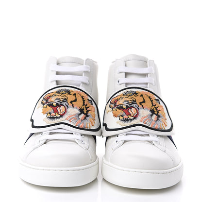 Gucci Calfskin Ayers Web Tiger Removable Patches Mens Ace High Top Sneakers 6.5 White 2 of 10