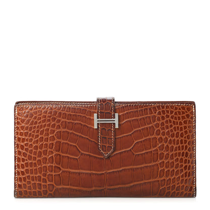 Hermes Matte Alligator Bearn Wallet Fauve 1 of 4