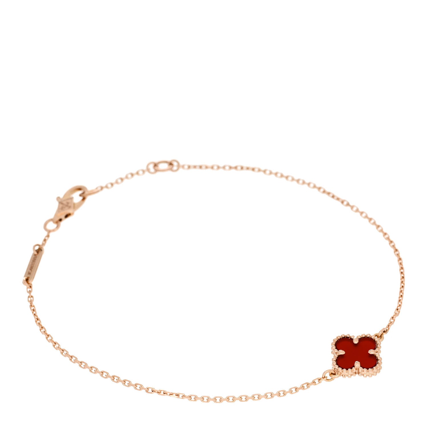Van Cleef & Arpels 18K Rose Gold Carnelian Sweet Alhambra Bracelet 1 of 5