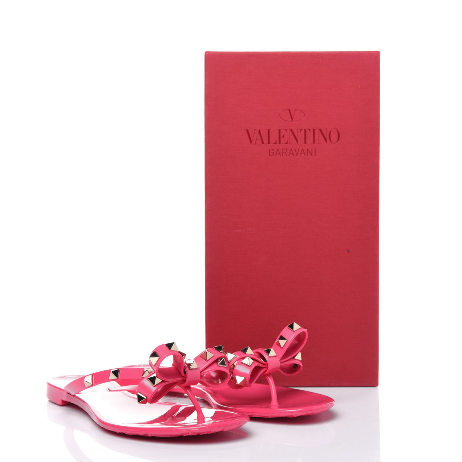 Valentino Garavani PVC Jelly Rockstud Bow Thong Sandals 37 Pink 9 of 9