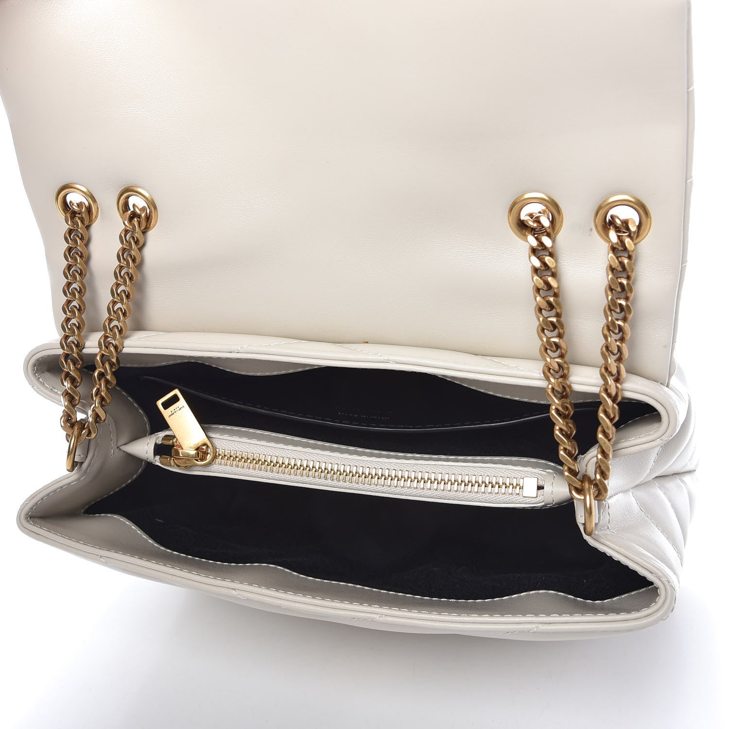 Saint Laurent Calfskin Y Quilted Monogram Small Loulou Chain Satchel Ivory 5 of 9