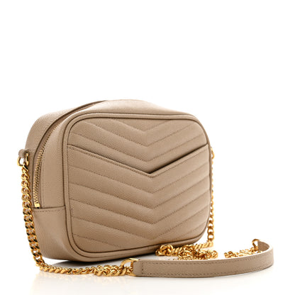 Saint Laurent Grain De Poudre Matelasse Monogram Mini Lou Camera Bag Dark Beige 3 of 10