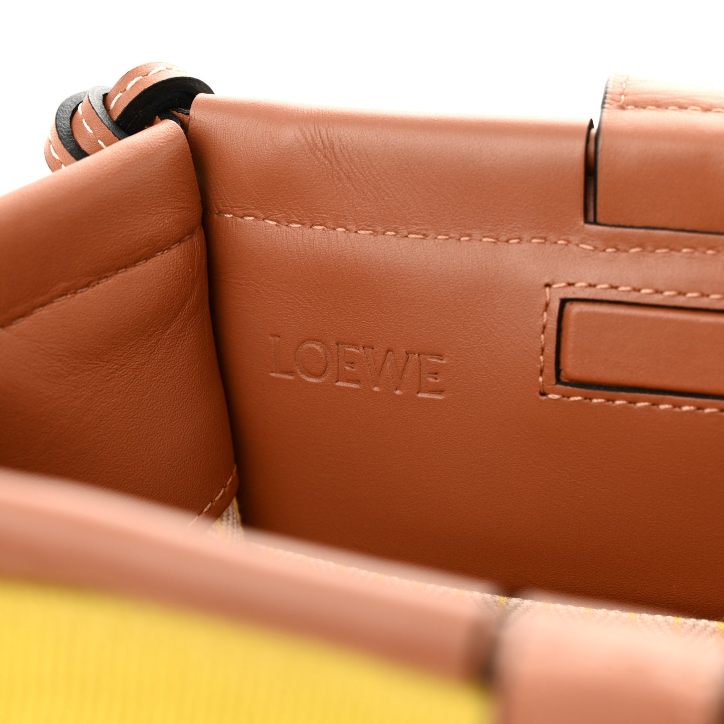 Canvas Calfskin Cushion Tote Yellow