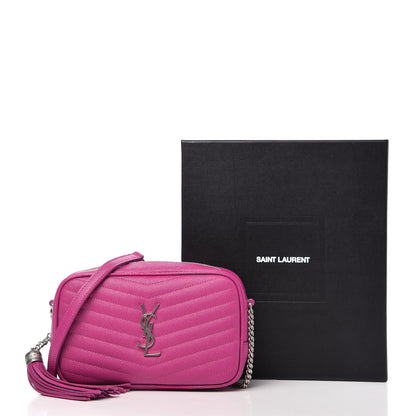Saint Laurent Grain De Poudre Matelasse Monogram Mini Lou Camera Bag Bright Pink 10 of 10