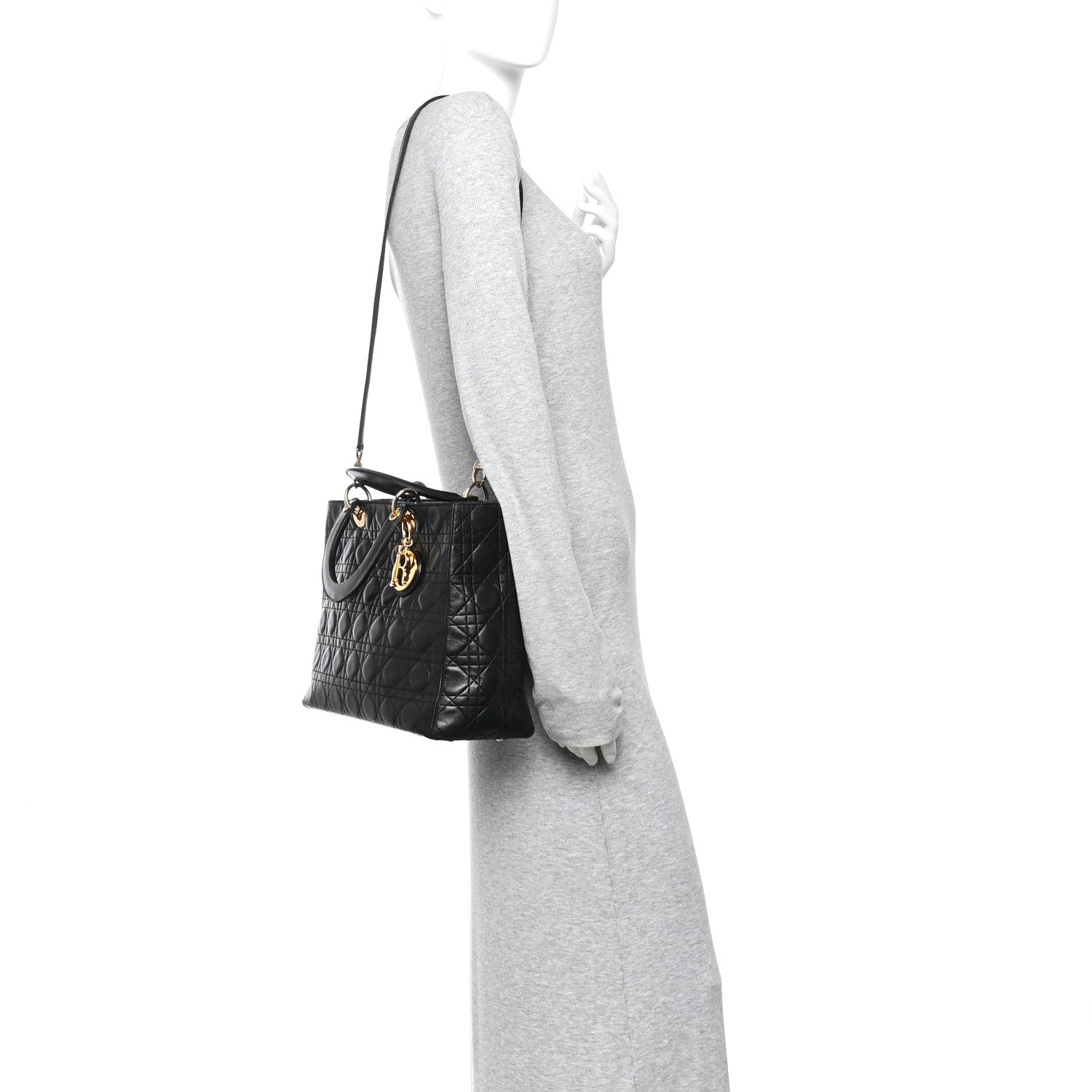Christian Dior Lambskin Cannage Large Lady Dior Black 1863554