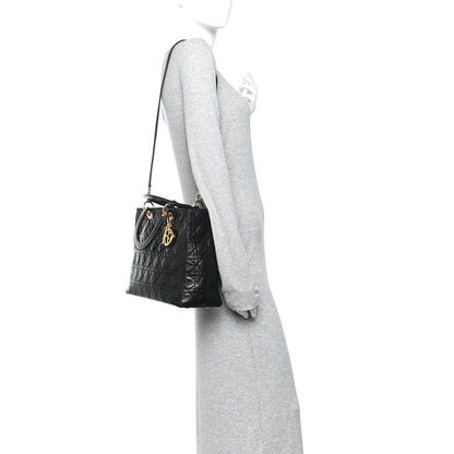 Christian Dior Lambskin Cannage Large Lady Dior Black 2 of 11