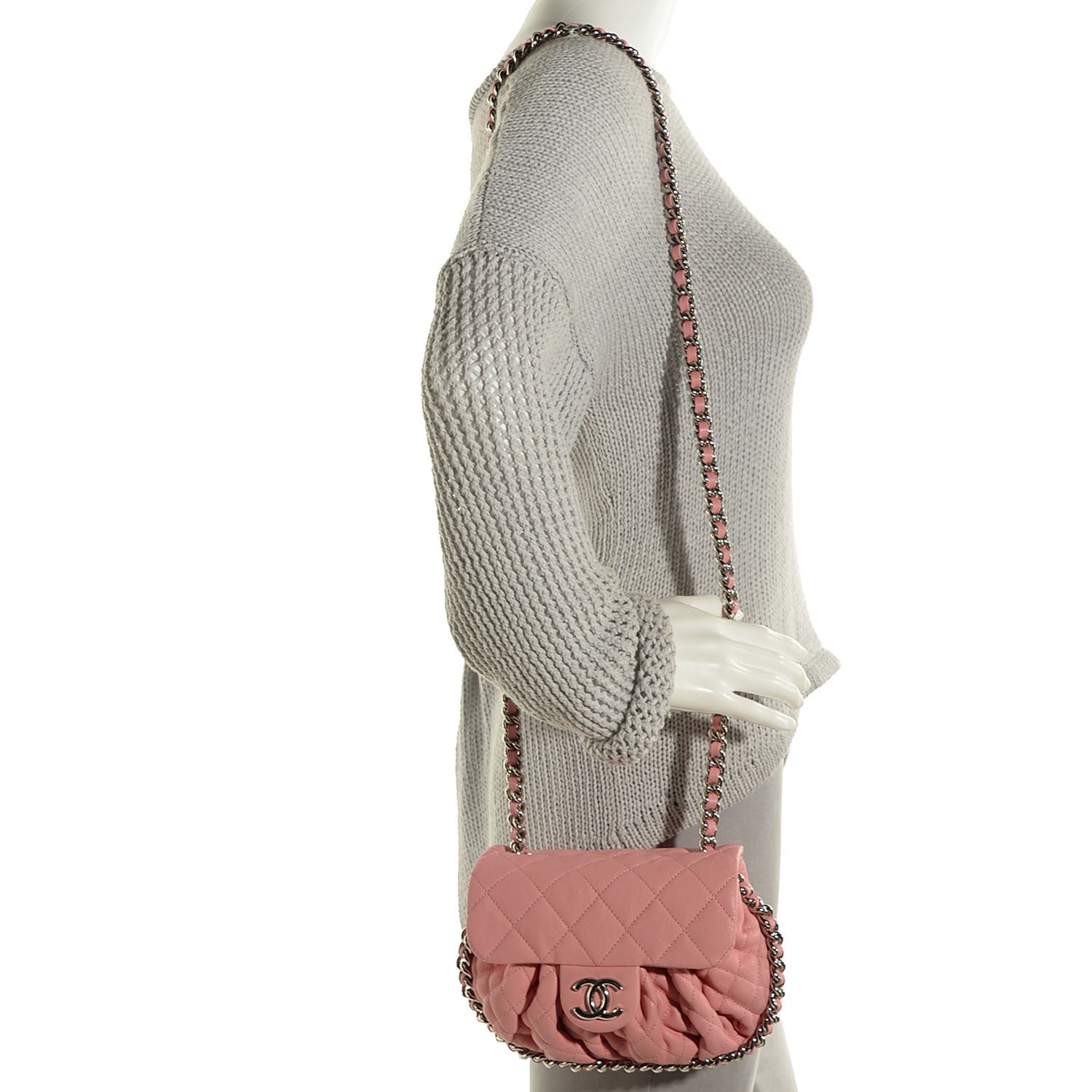 Chanel Washed Lambskin Quilted Mini Chain Around Messenger Pink 2 of 8