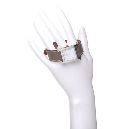 Hermes Stainless Steel Swift 26mm Heure H Hour Quartz Watch Etoupe 2 of 13