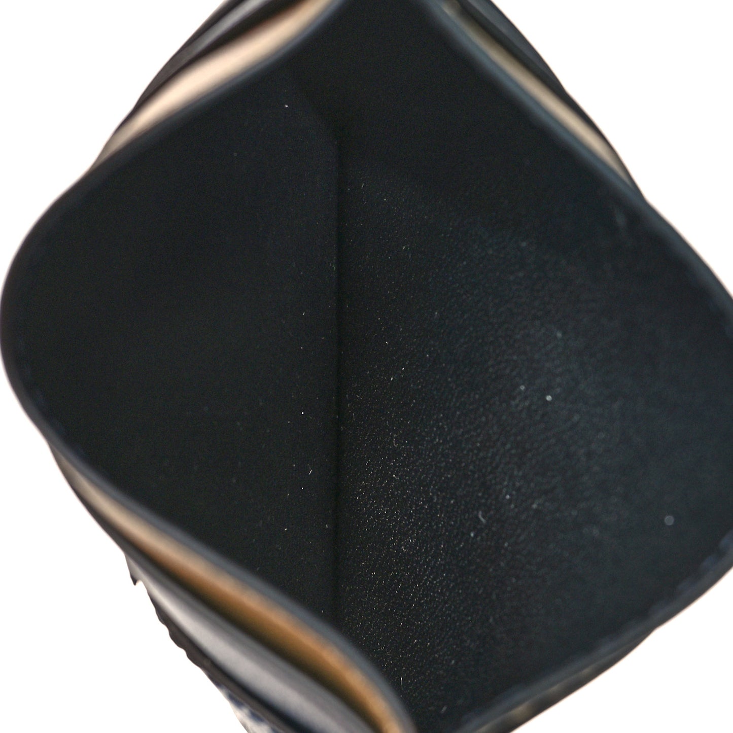 Calfskin Puzzle Colorblock Card Holder Dark Toffee Black