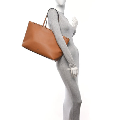 Valentino Garavani Grained Calfskin Rockstud Shoulder Tote Almond 2 of 10