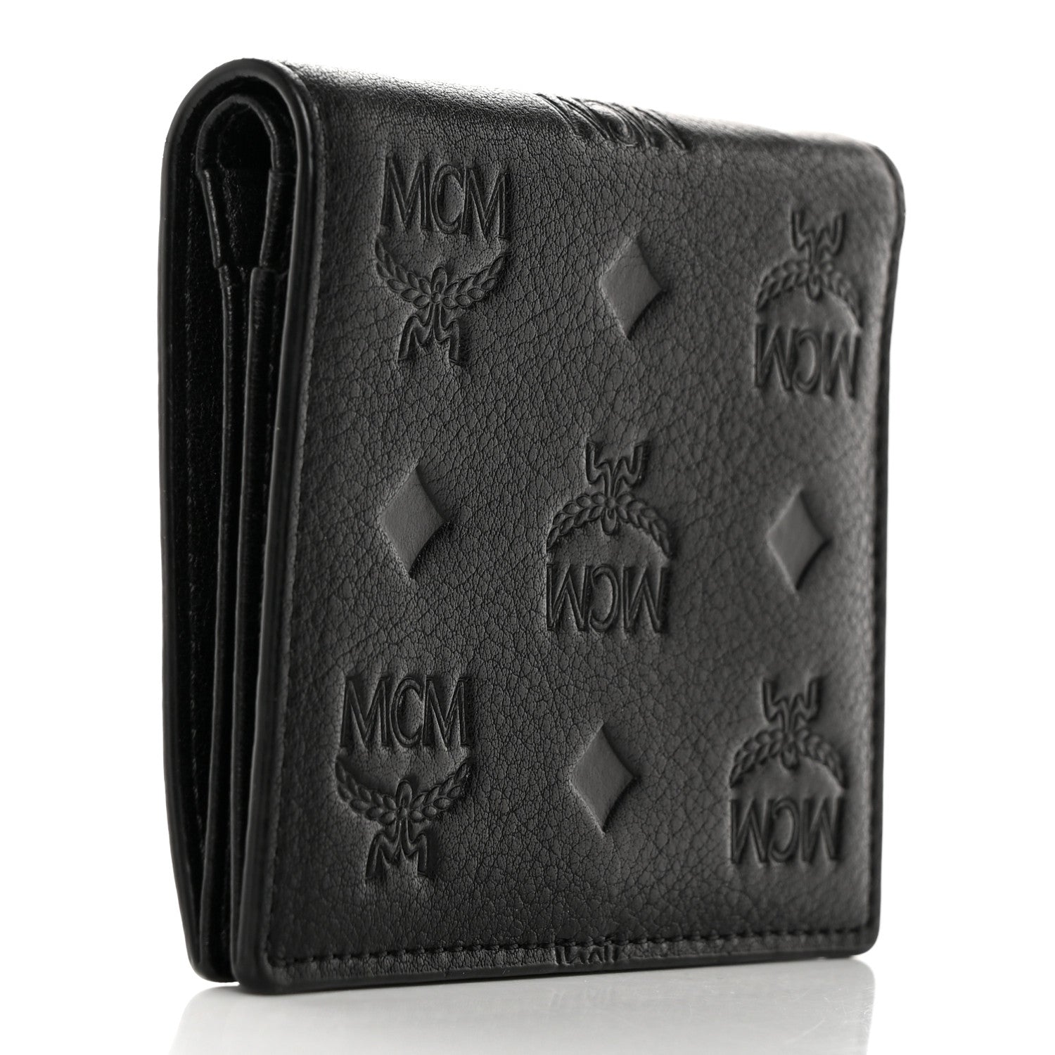 MCM Calfskin Ottomar Monogram Bi-Fold Wallet Black 3 of 8