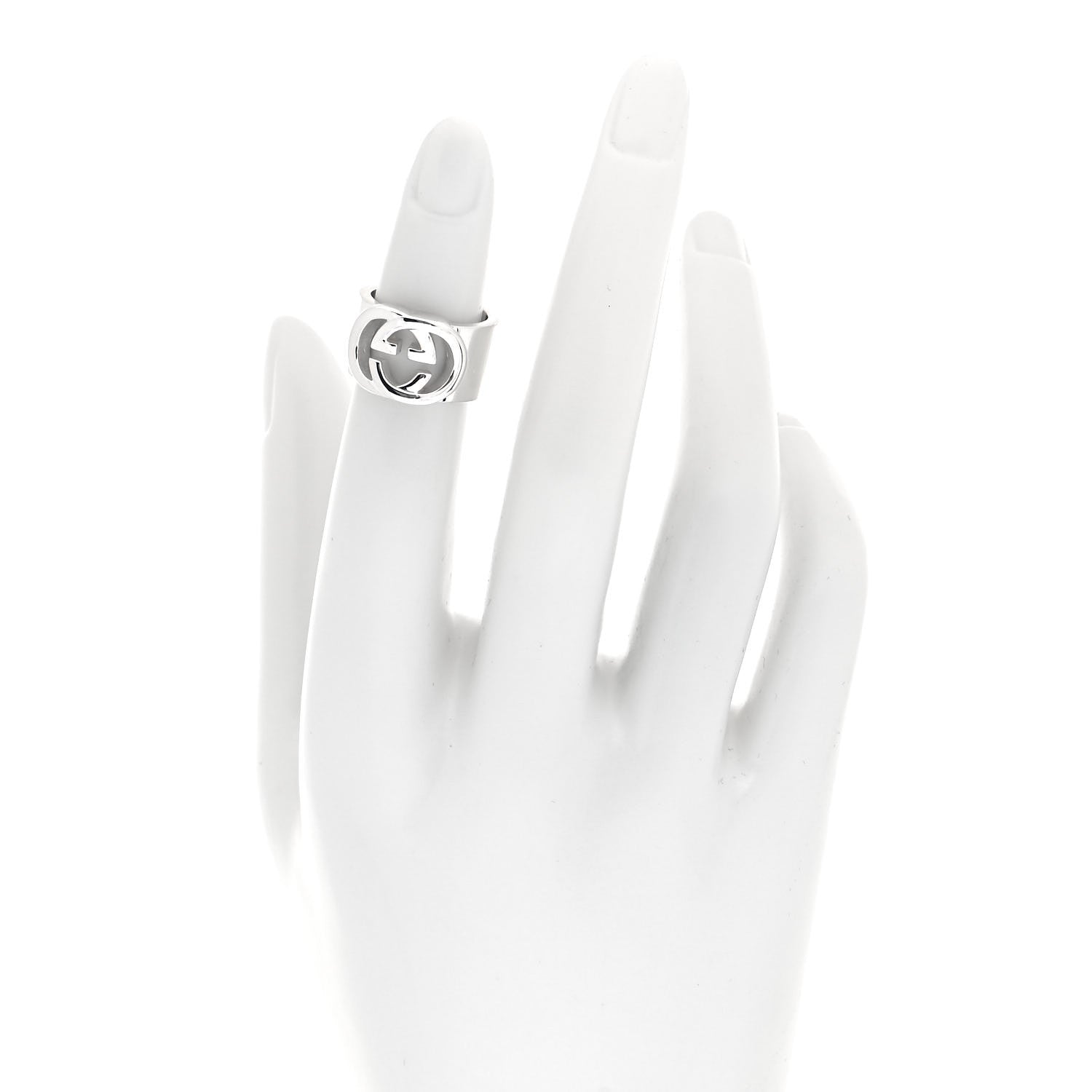 Gucci Sterling Silver 10mm Interlocking G Band Ring 45 3.25 2 of 6