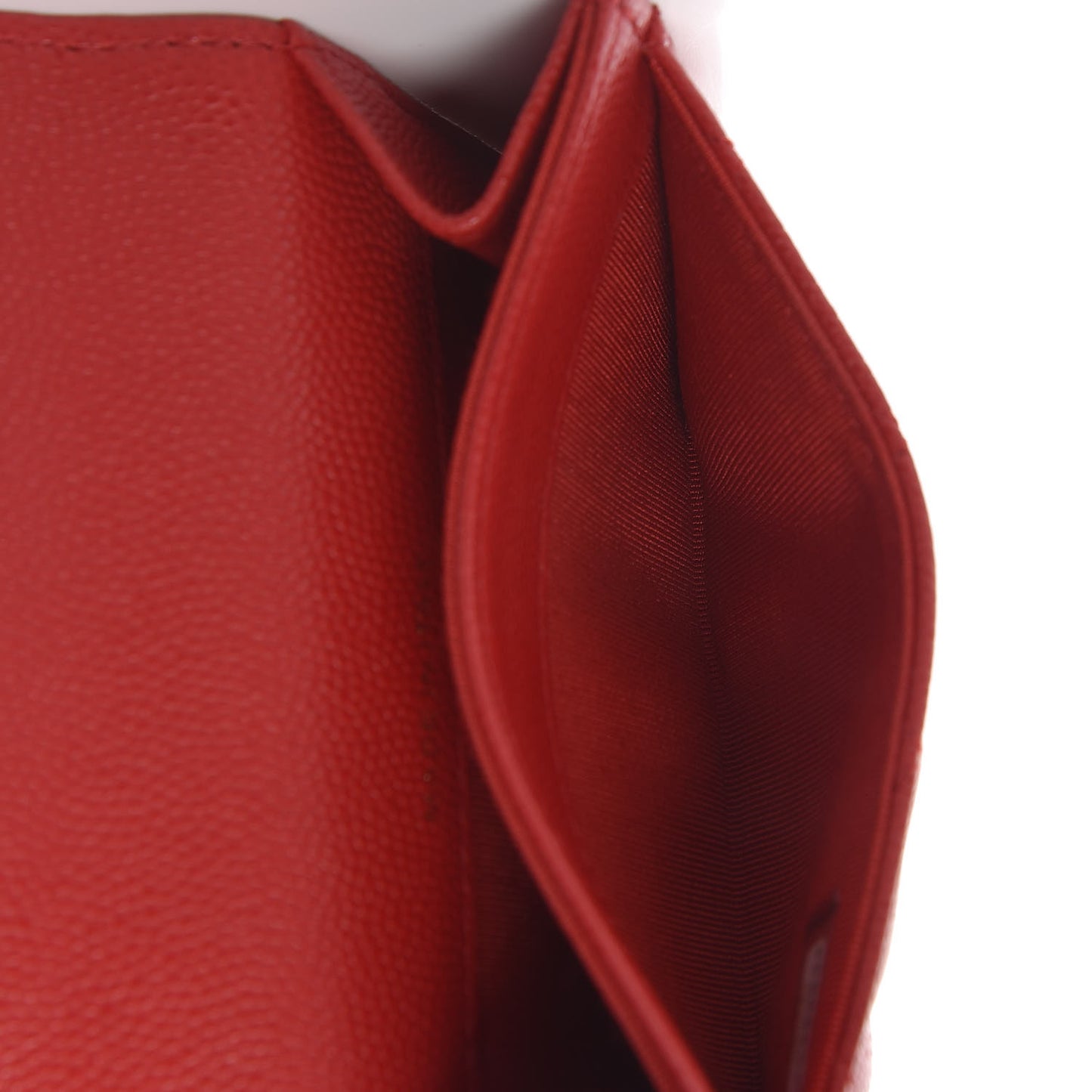 Caviar Quilted Flap Card Holder Wallet Red